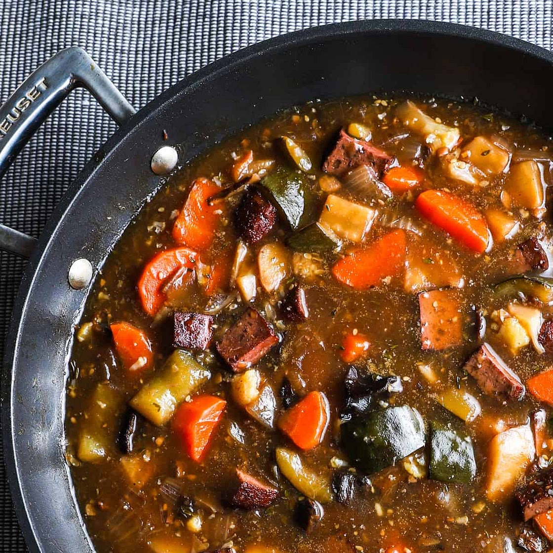 Hearty Vegan Stew with Smoked Tofu & Vegetables