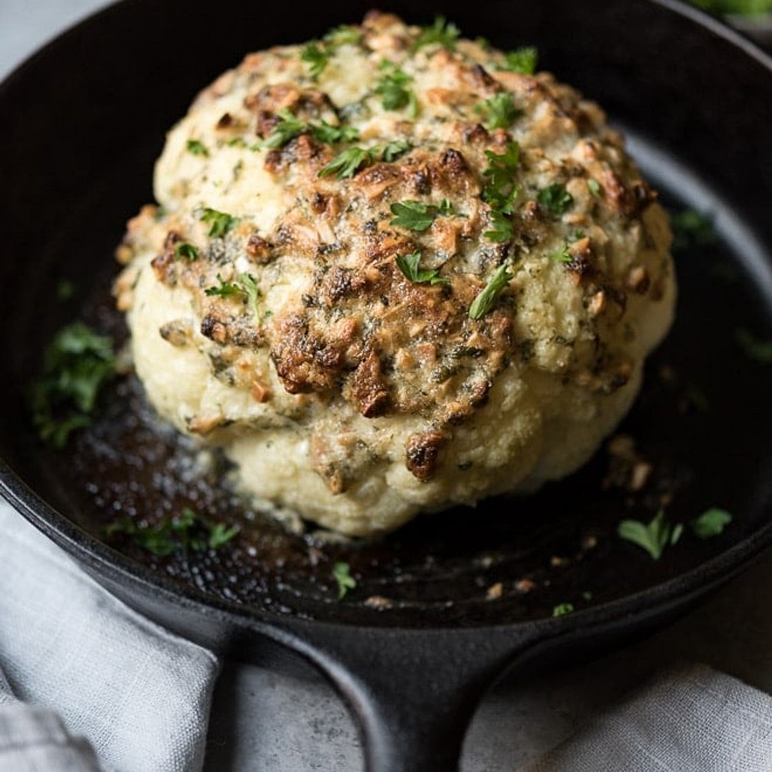 Almond Crusted Whole Roasted Cauliflower