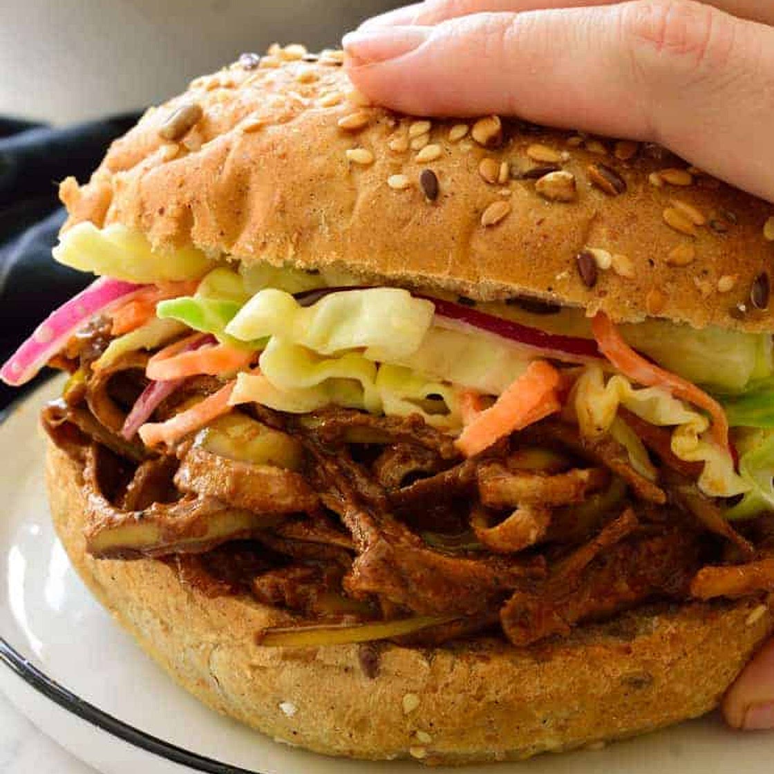 Banana Peel Vegan Pulled Pork Sandwich