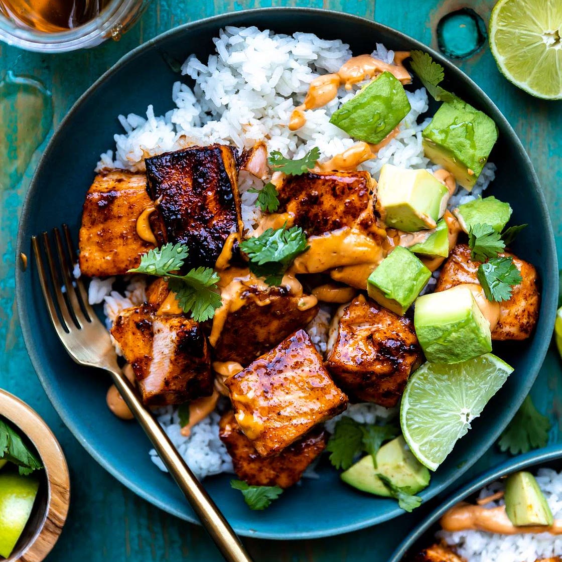 Honey Chipotle Salmon Bowls