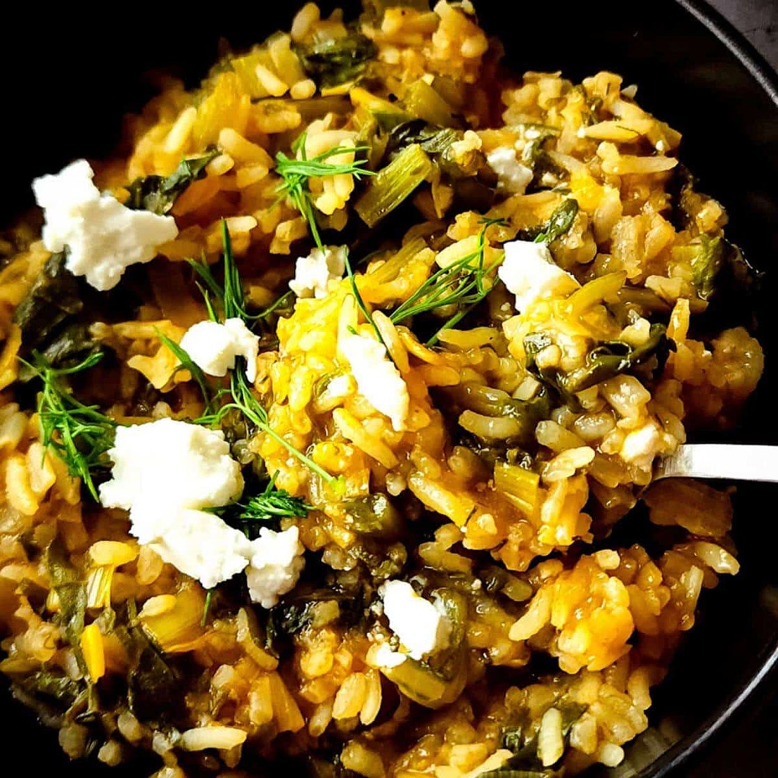 Greek Spinach rice-Spanakorizo