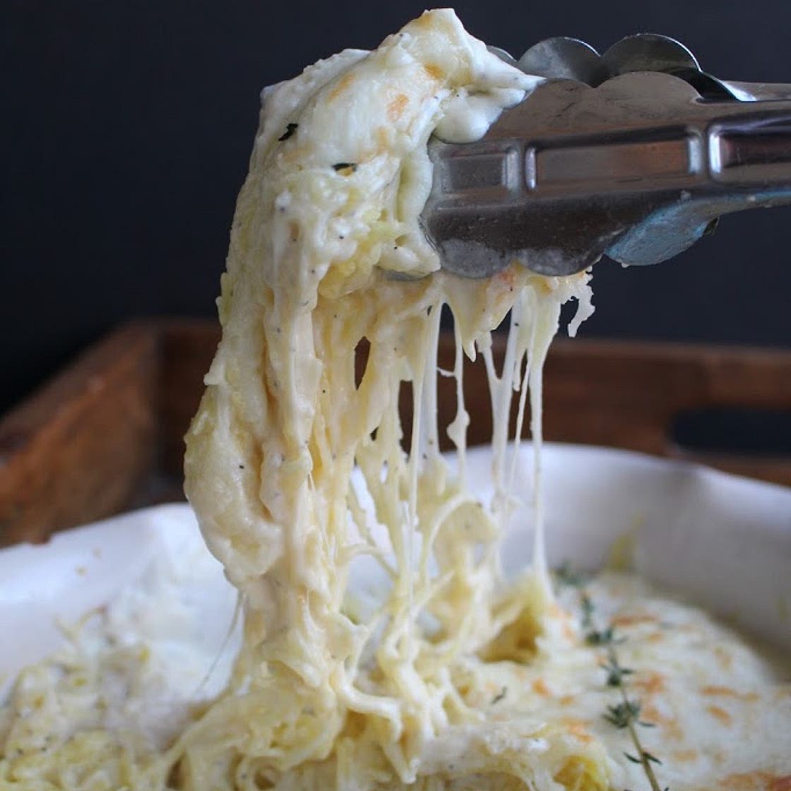 keto low carb-friendly spaghetti squash alfredo recipe