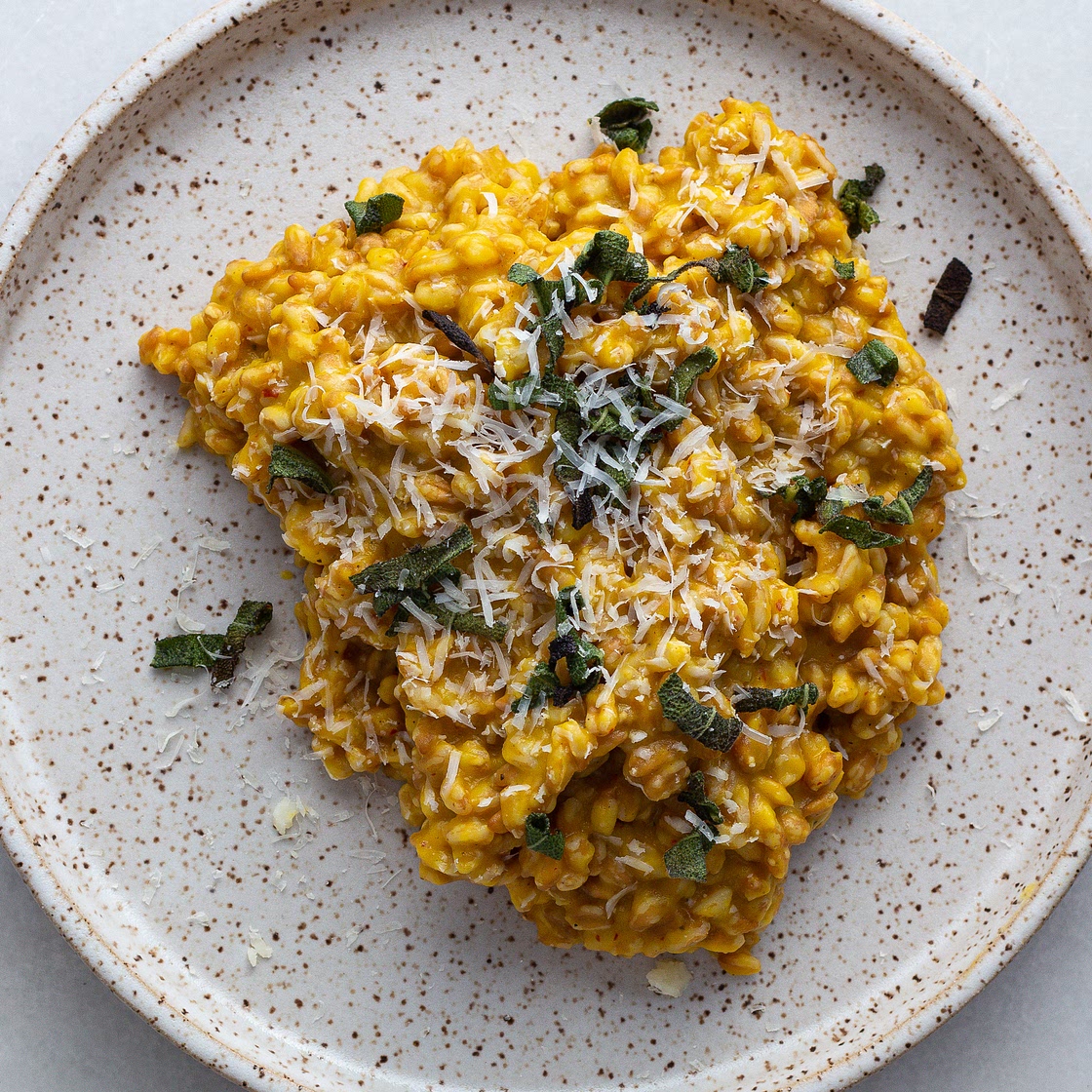Creamy Butternut Squash Farro with Crispy Sage