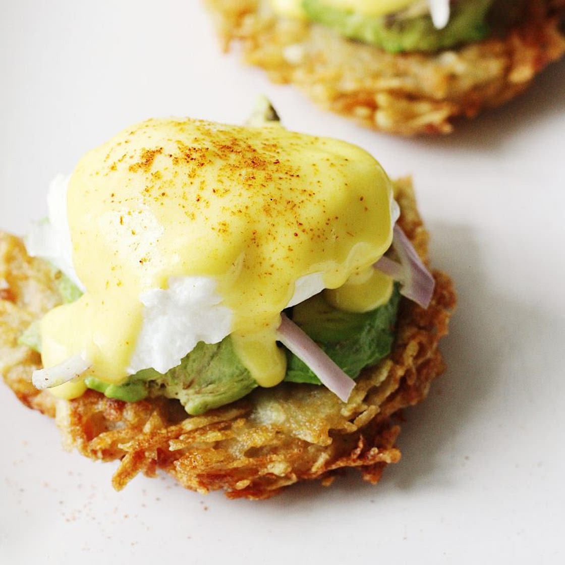 Hashbrown Avocado Eggs Benedict