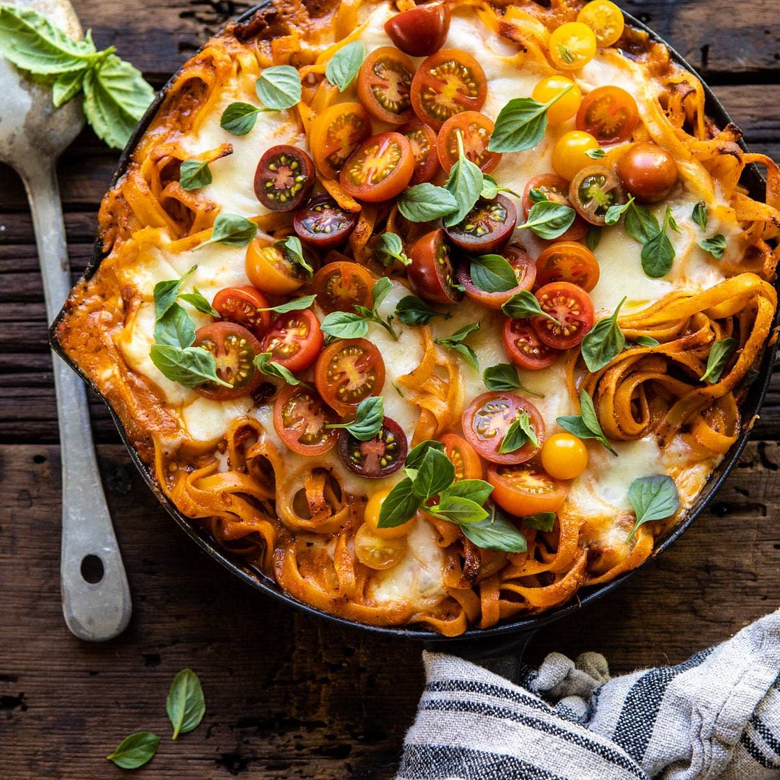 One Pot 30 Minute Creamy Tomato Basil Pasta Bake