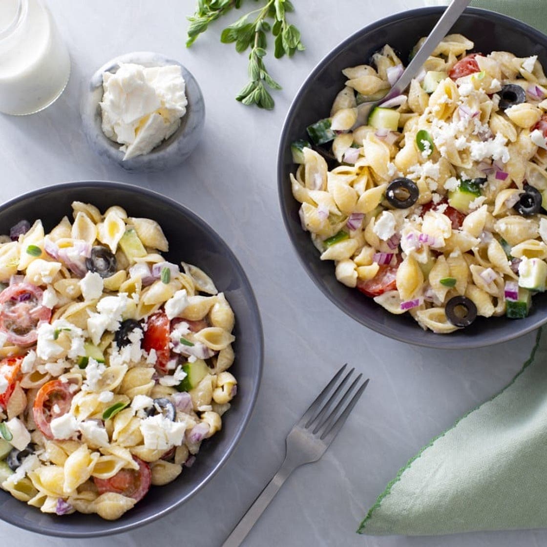 Greek Pasta Salad with Creamy Dressing