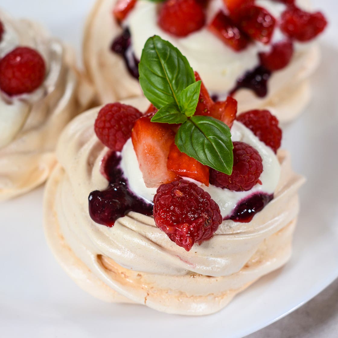 Miniature Pavlova Recipe with Mixed Berries