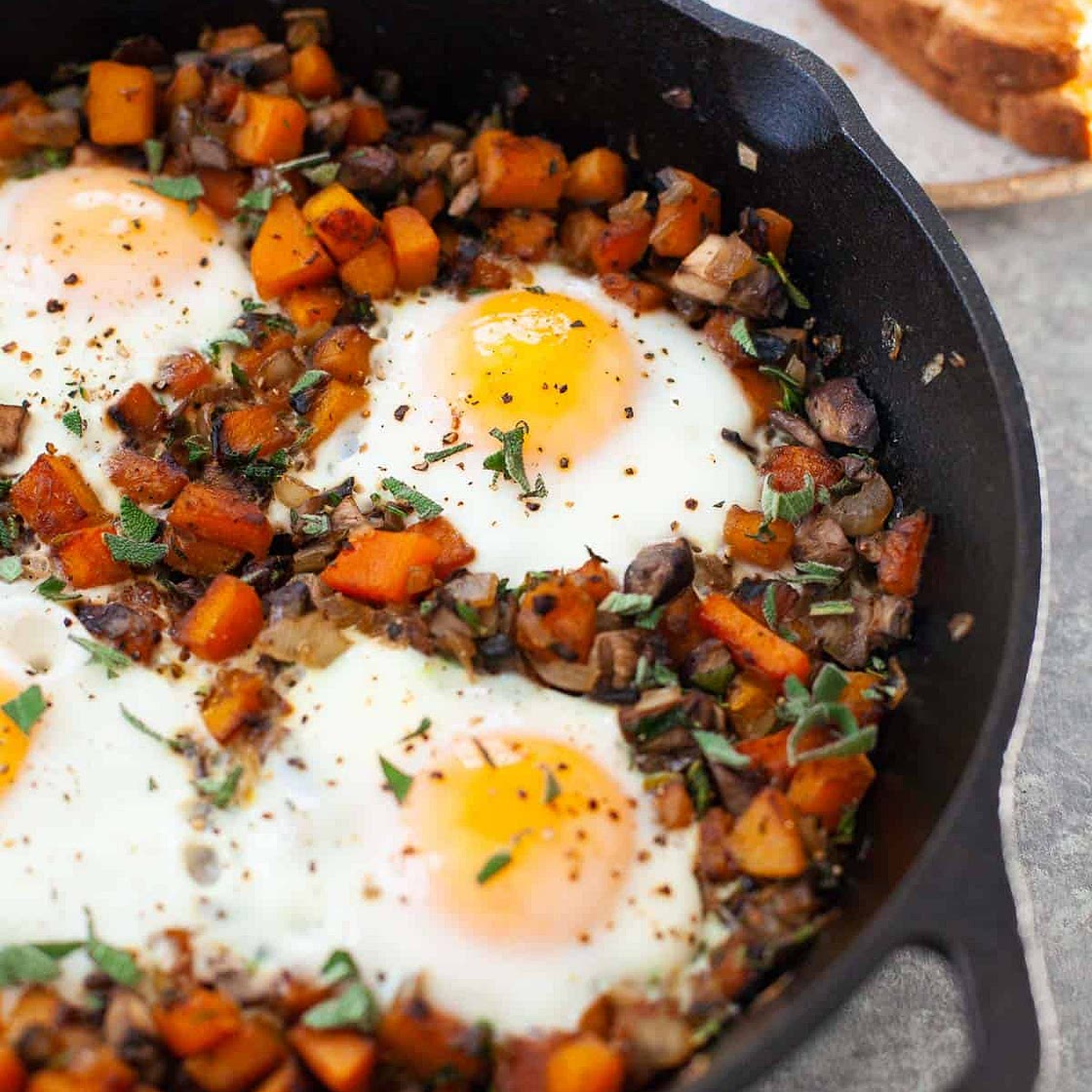 Quick Butternut Squash Hash with Eggs