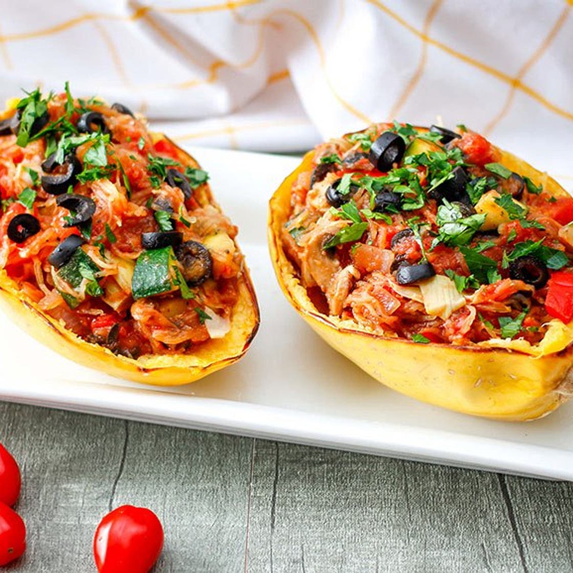 Mediterranean-Style Stuffed Spaghetti Squash
