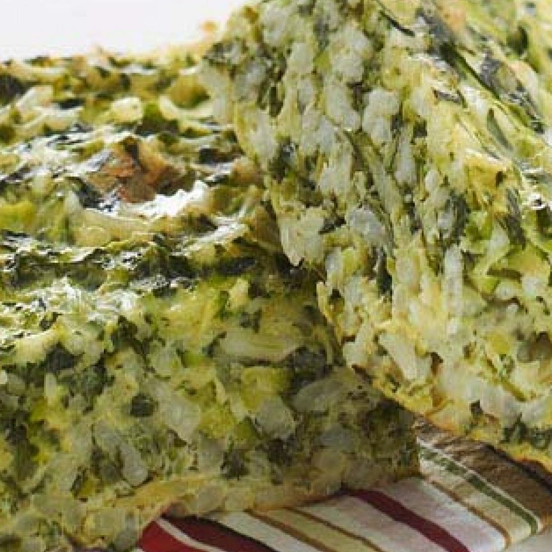 Cheese, Spinach and Zucchini Rice Slice