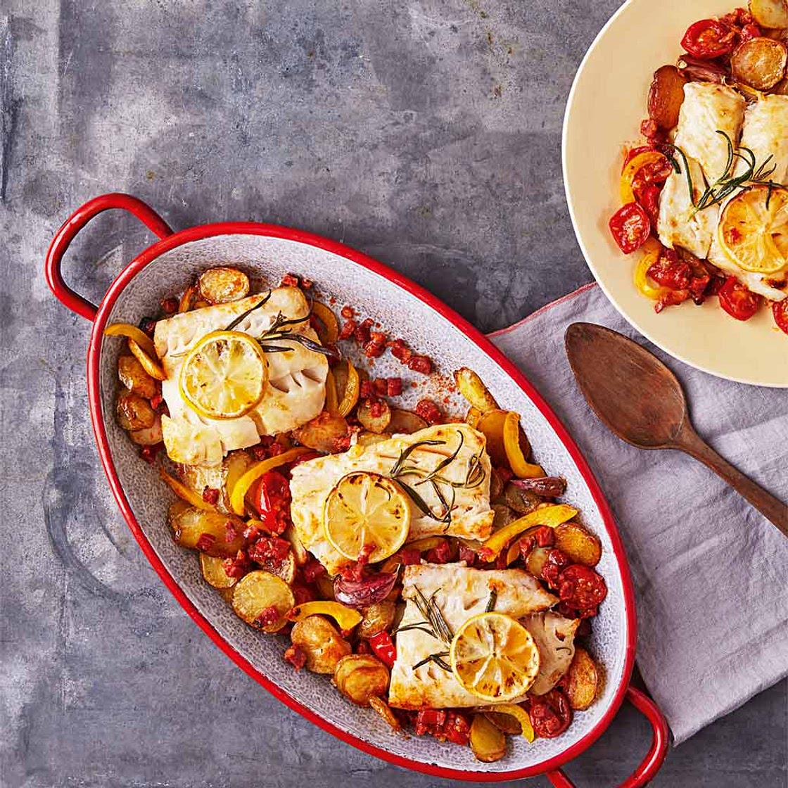 Spanish Chorizo and Cod Bake