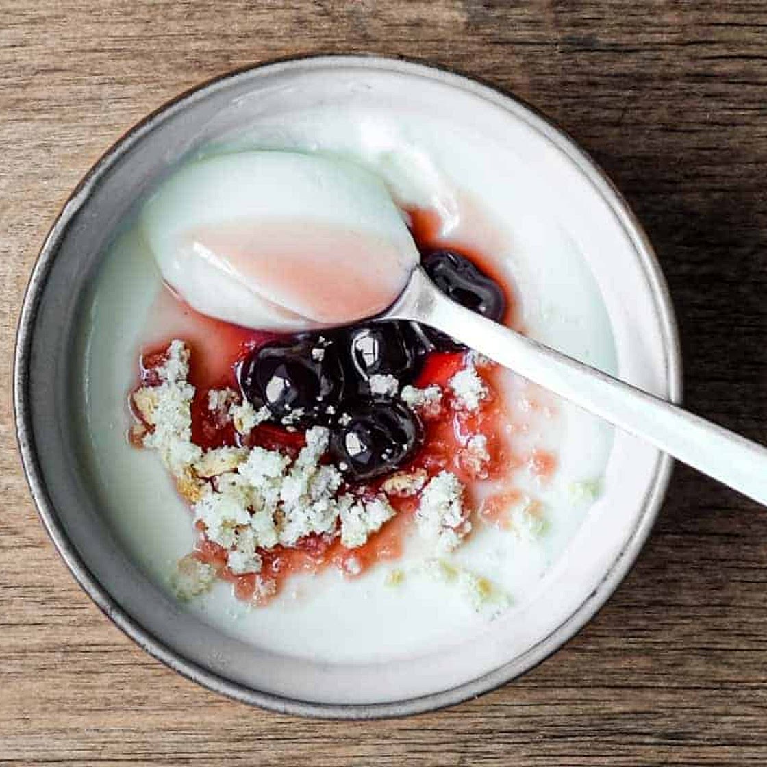 Italian Lemon Cream with Maraschino Cherries