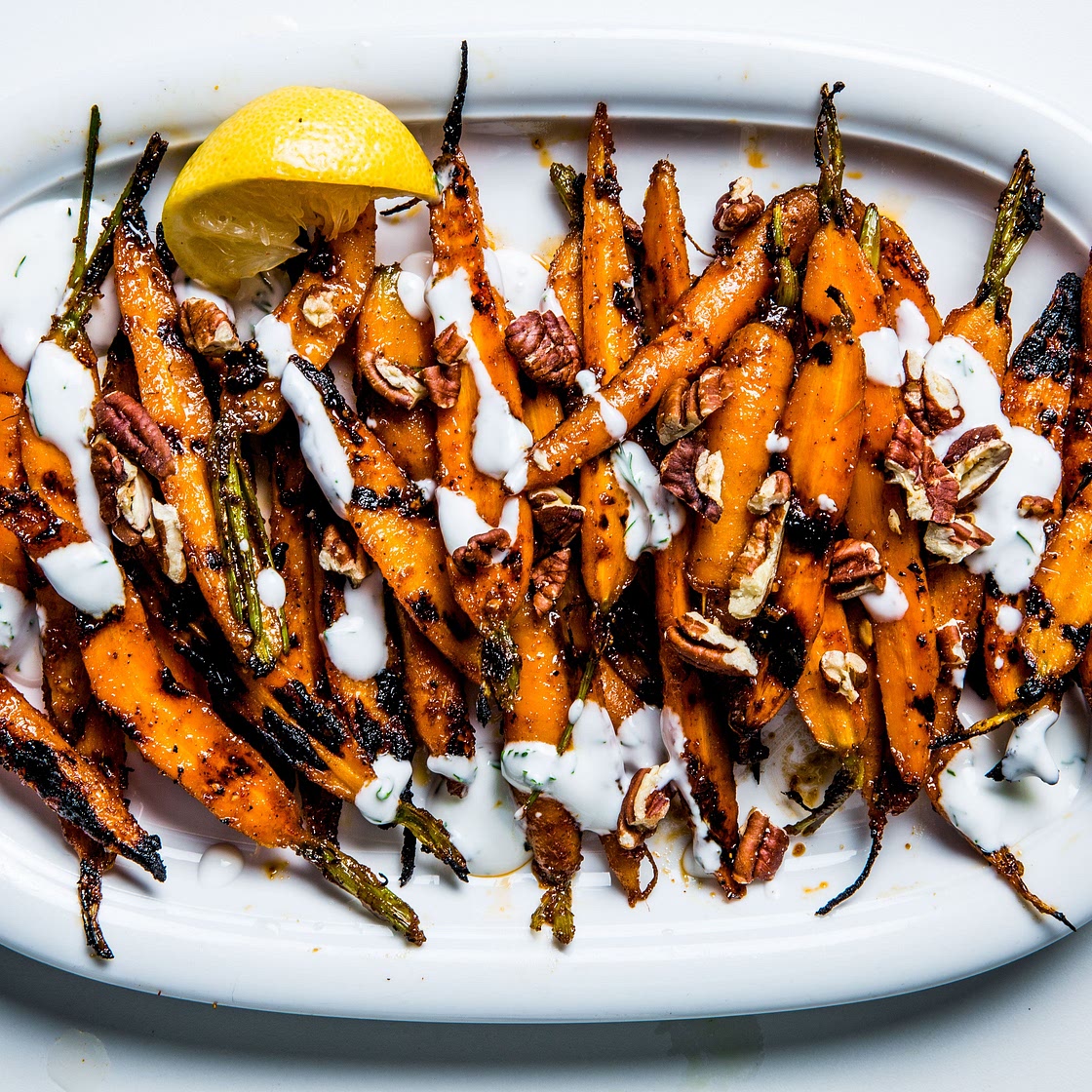 Barbecue Carrots with Yogurt and Pecans