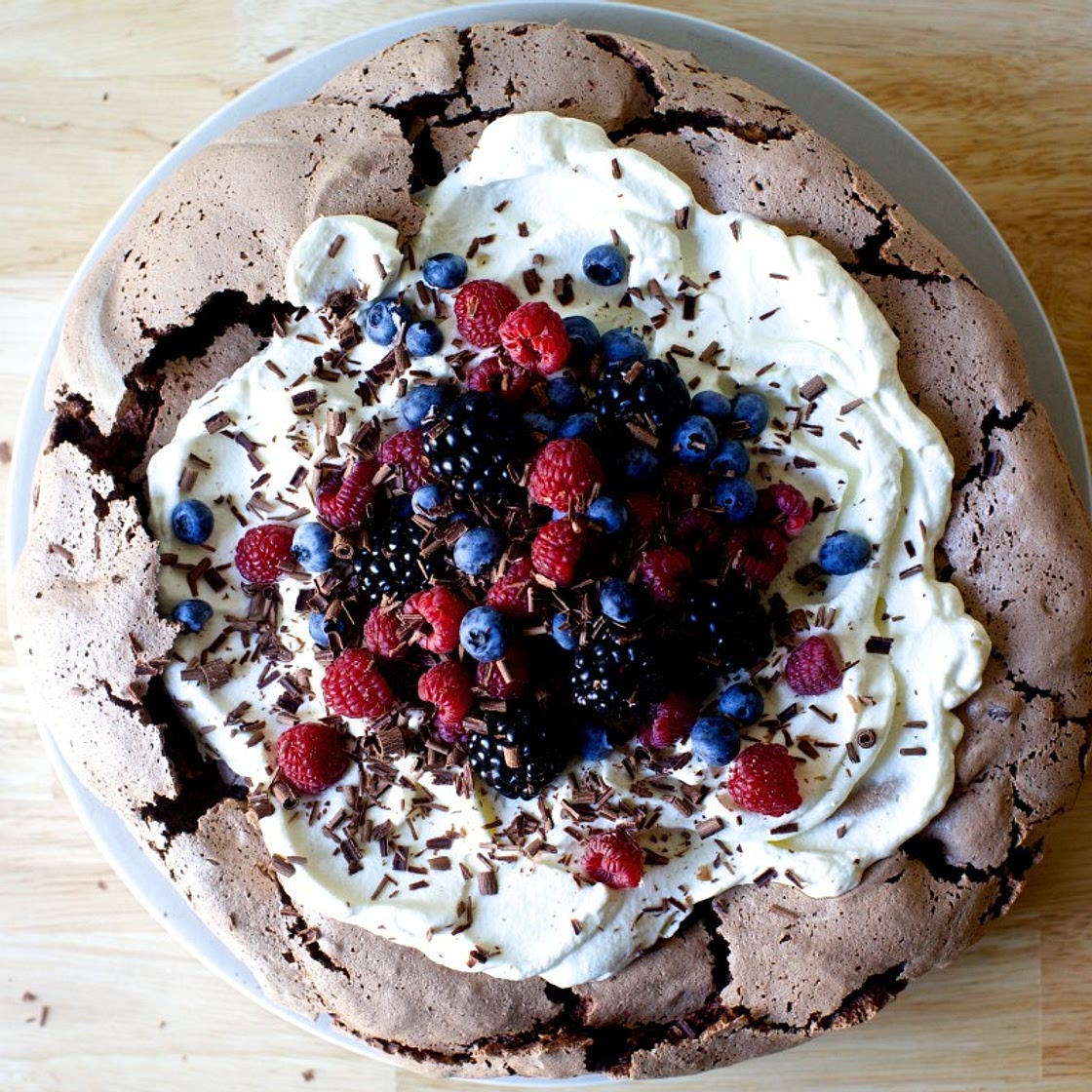 Chocolate Pavlova with Berries