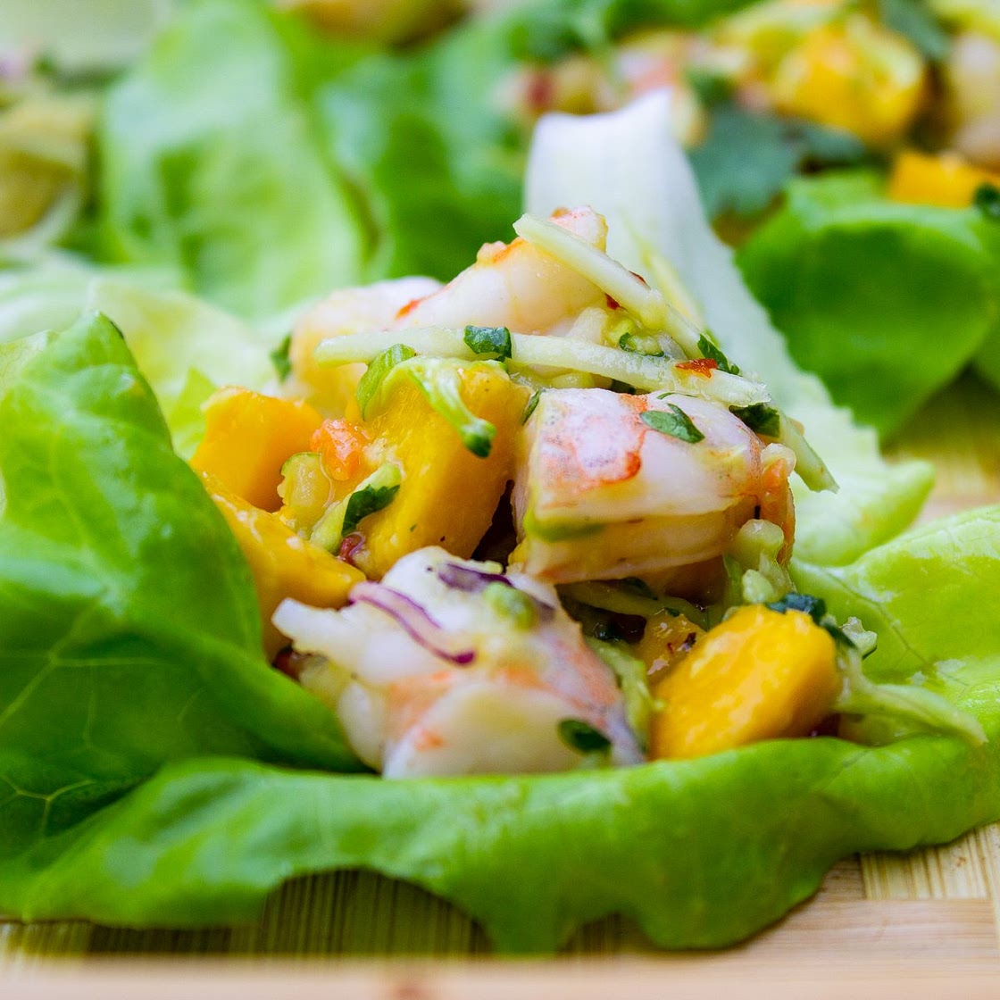 Shrimp Lettuce Wrap with Mango Slaw Recipe