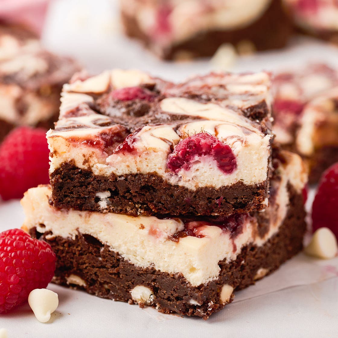 Raspberry Cheesecake Brownies with White Chocolate Chips