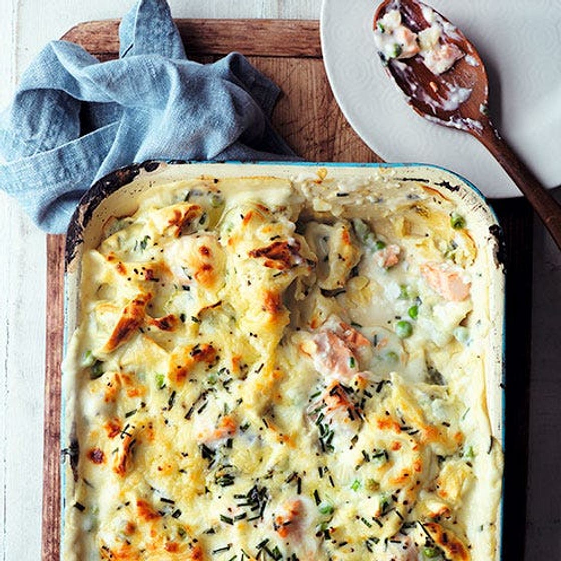 Creamy and incredibly easy salmon pasta bake recipe