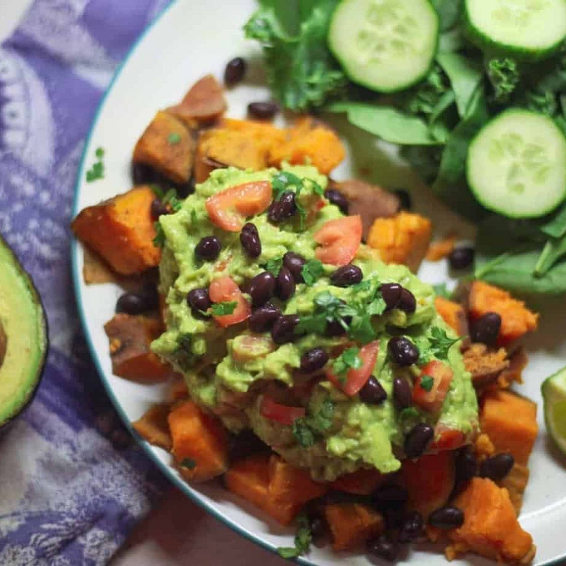 Guacamole Topped Sweet Potatoes