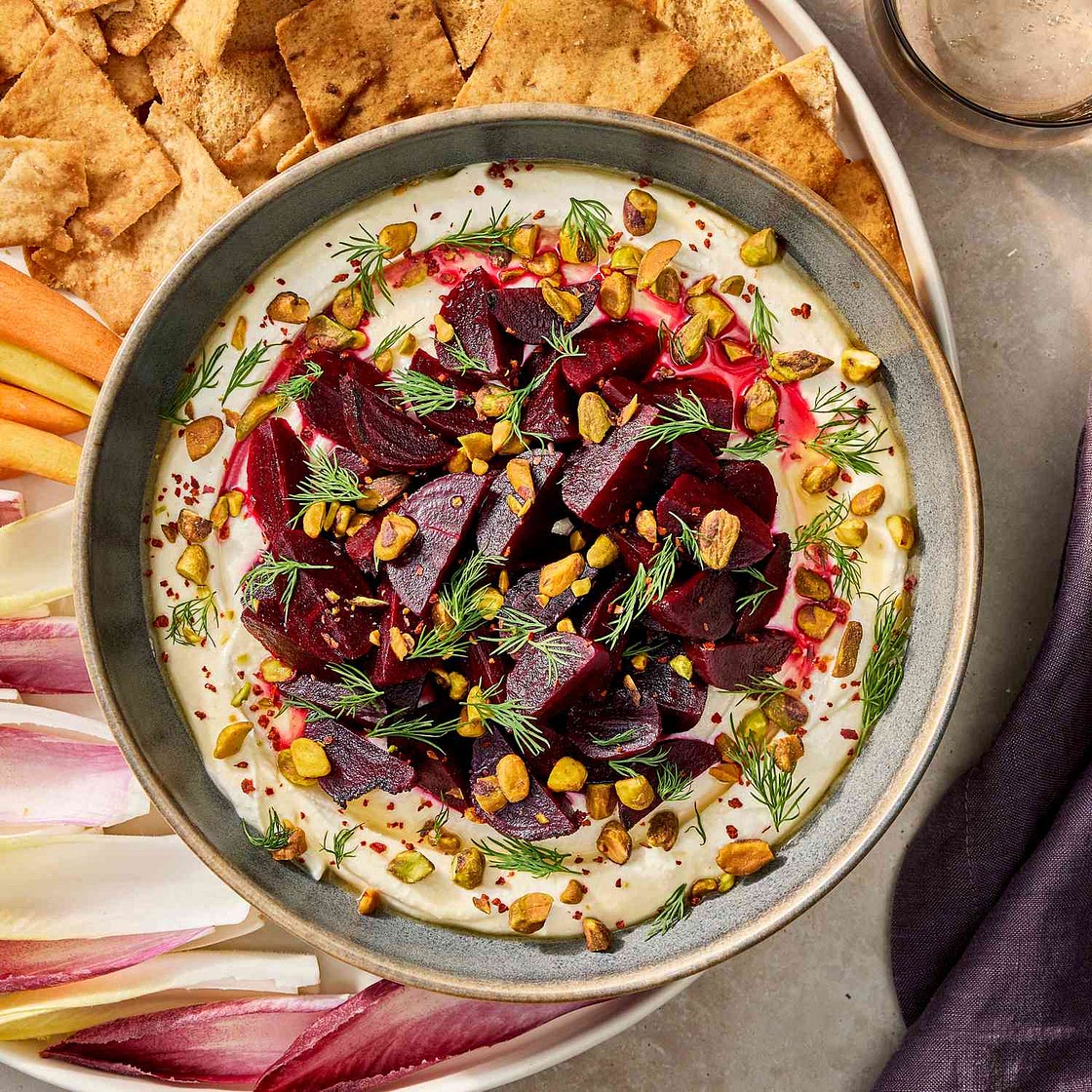 Whipped Feta with Beets, Pistachios & Honey