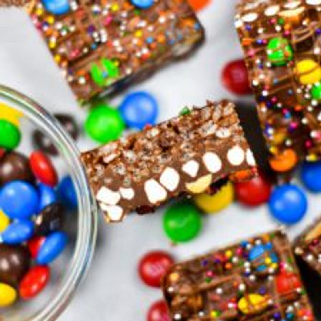 Rainbow Rocky Road Slice