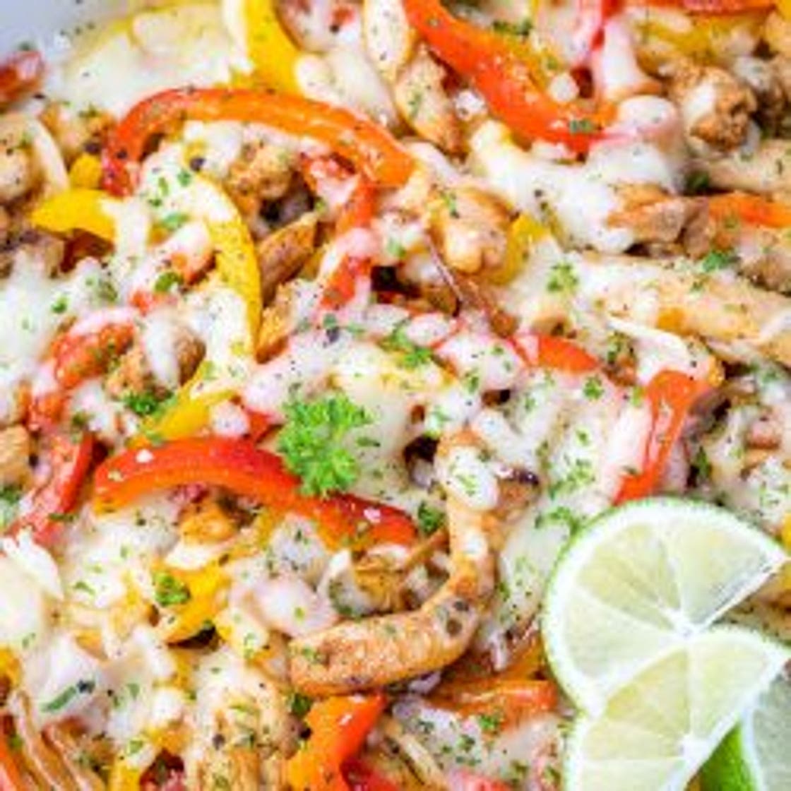 Quick Chicken "Cheesesteak" Skillet