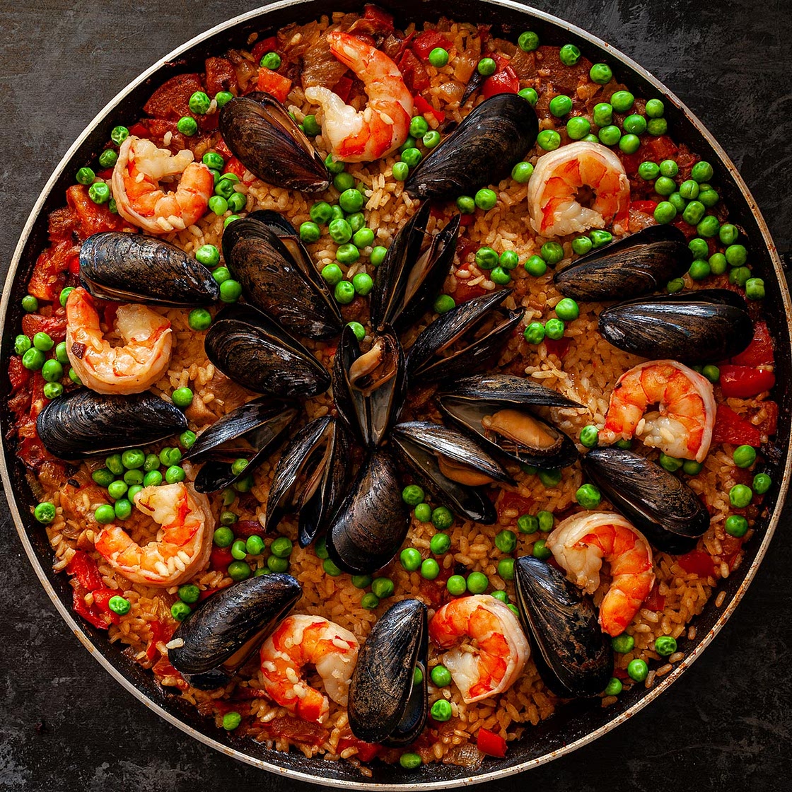 Chicken and Seafood Paella with Chorizo