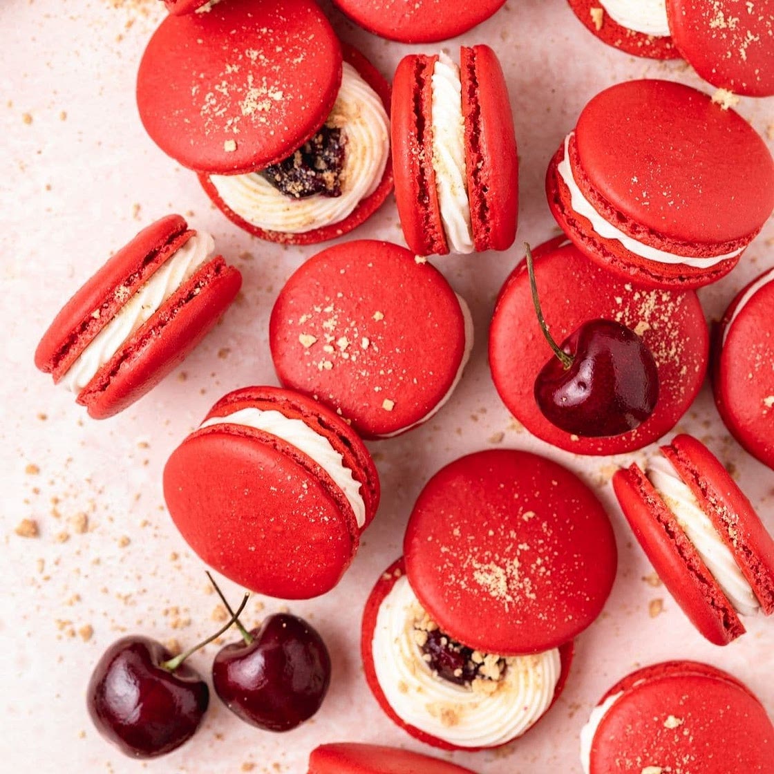 Cherry Cheesecake Macarons
