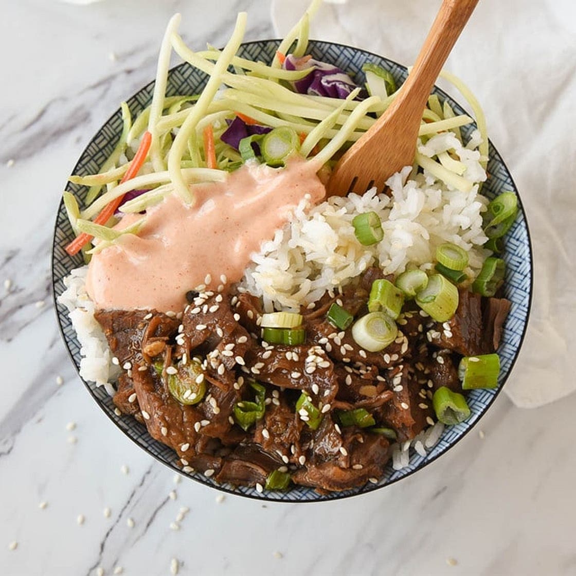 Korean BBQ Beef Bowls with Yum Yum Sauce