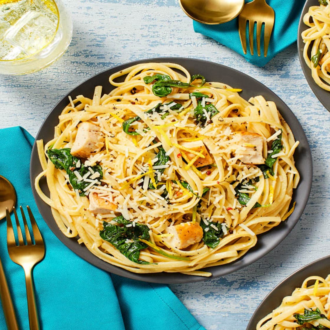 Lemon Pepper Chicken Linguine with Spinach and Parmesan