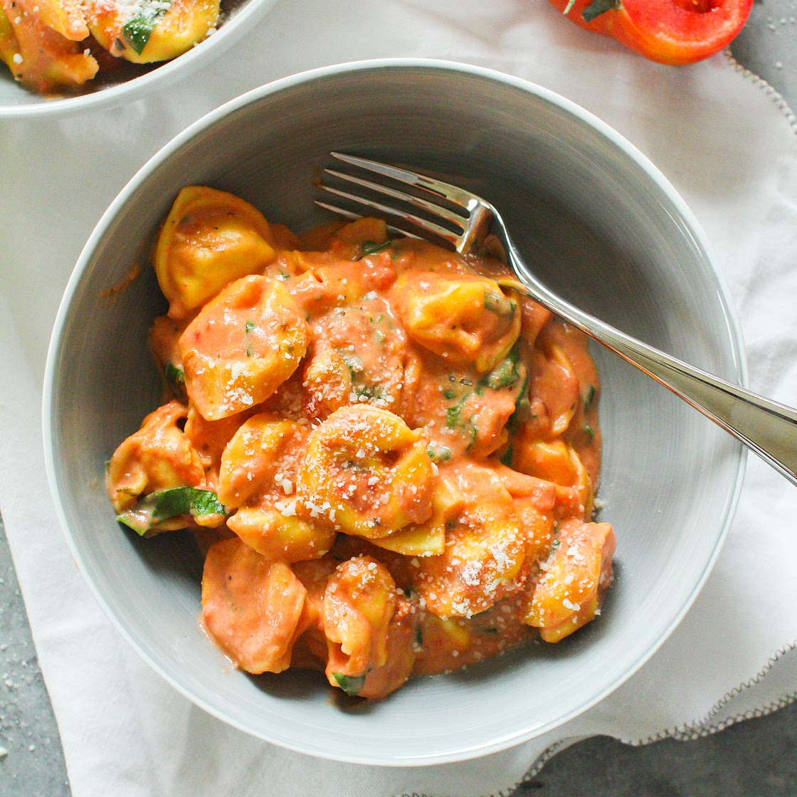 Cheese Tortellini with Tomato Cream Sauce