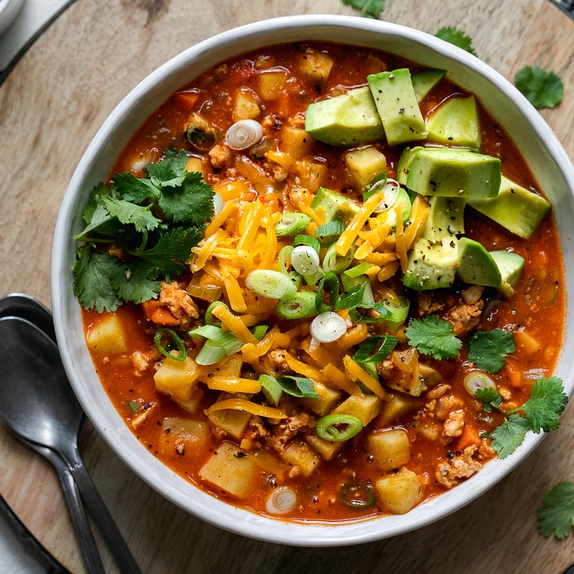Buffalo Chicken Chili with Japanese Yams (paleo and whole 30 friendly!)