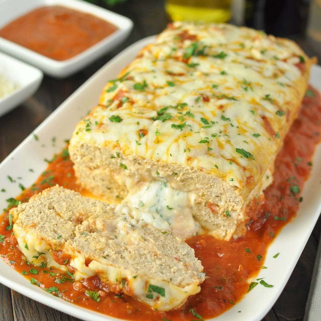 Stuffed Chicken Parmesan Keto Meatloaf