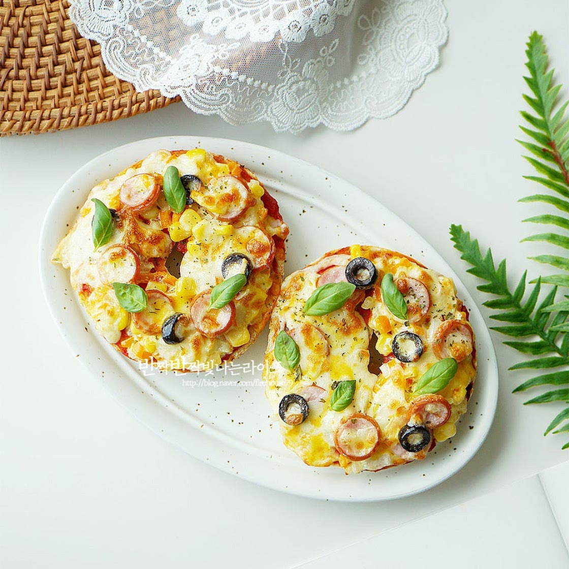 베이글 맛있게 먹는법 에어프라이어 베이글피자 피자빵