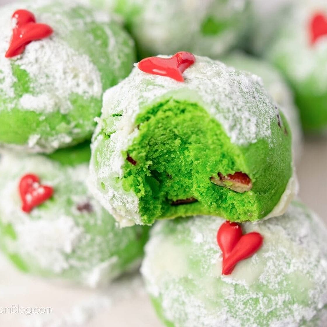 Grinch Cookies - Christmas Snowball Cookies