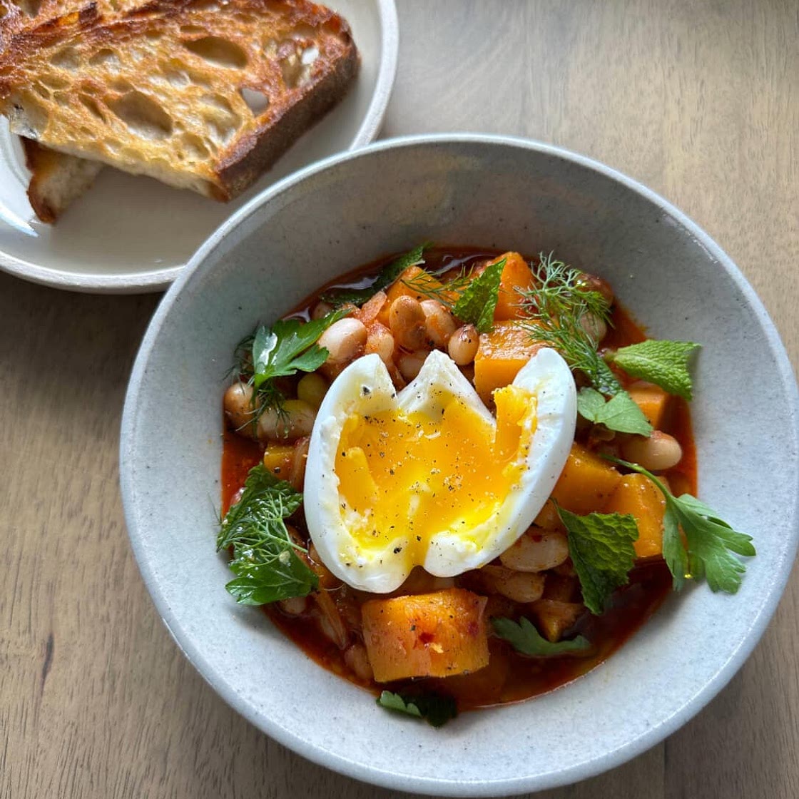 Squash, Nduja, and White Bean Stew