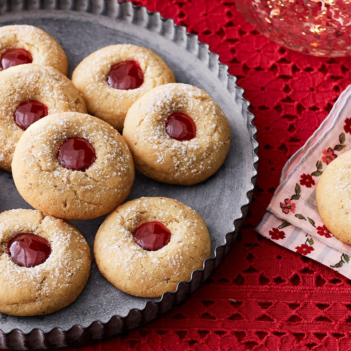 Almond-Raspberry Thumbprint Cookies
