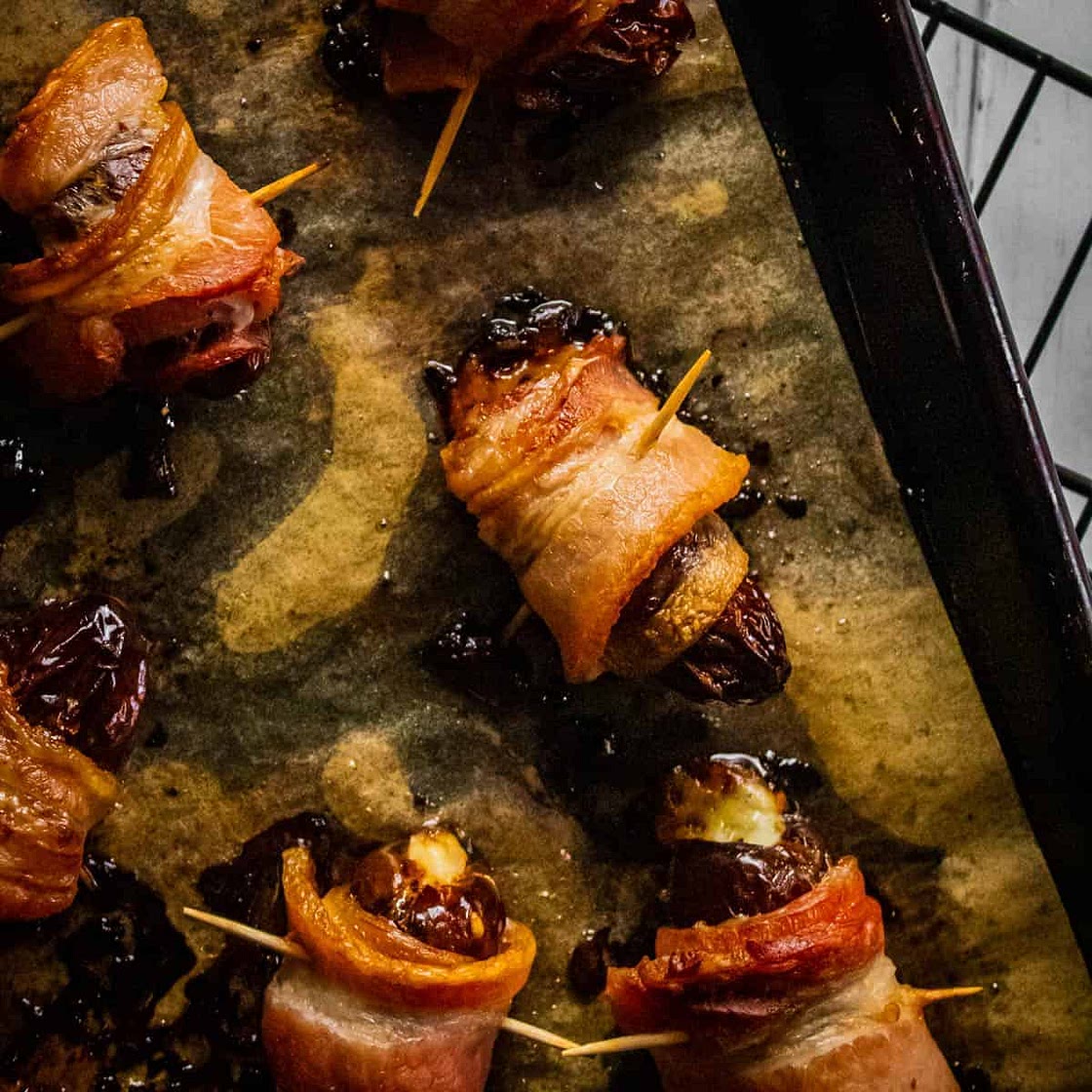 Bacon Wrapped Dates with Manchego