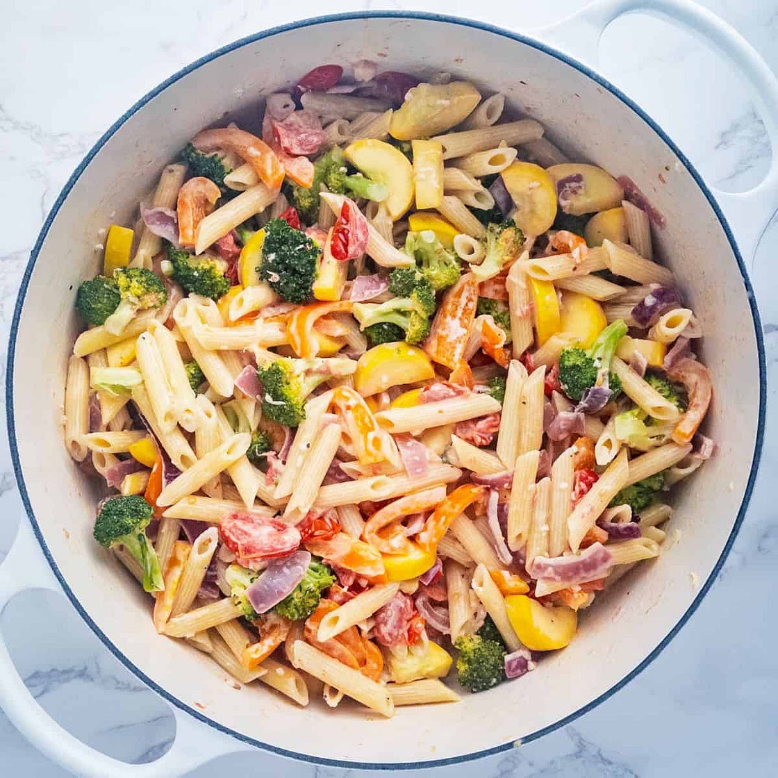 Creamy Rainbow Vegetable Pasta With Lemon and Parmesan