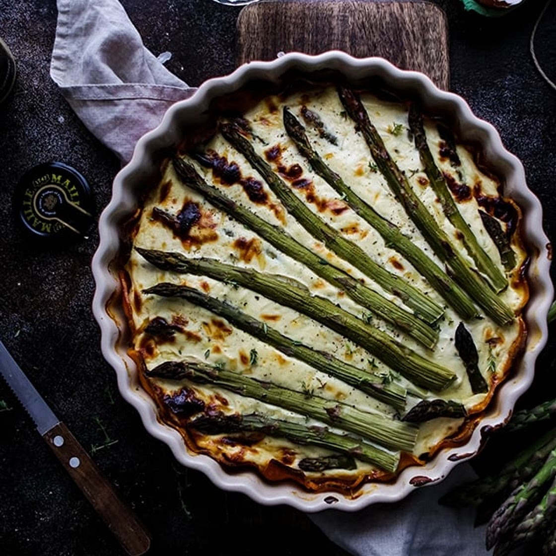 Asparagus Quiche with Sweet Potato Crust