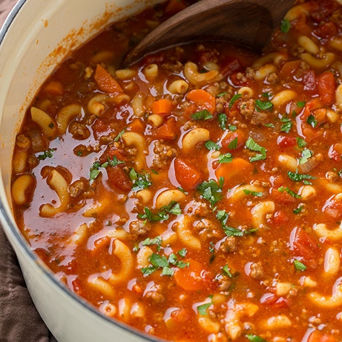 Goulash Soup - Beef and Tomato Macaroni Soup