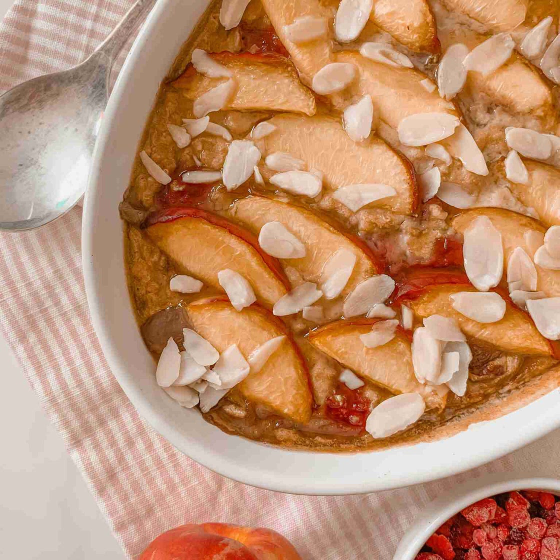 Nectarine & Raspberry Baked Oats