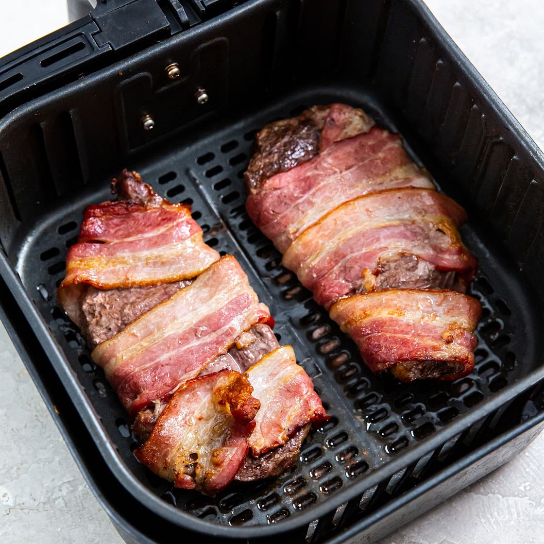 Air fryer Bacon Wrapped Ribeye Steak