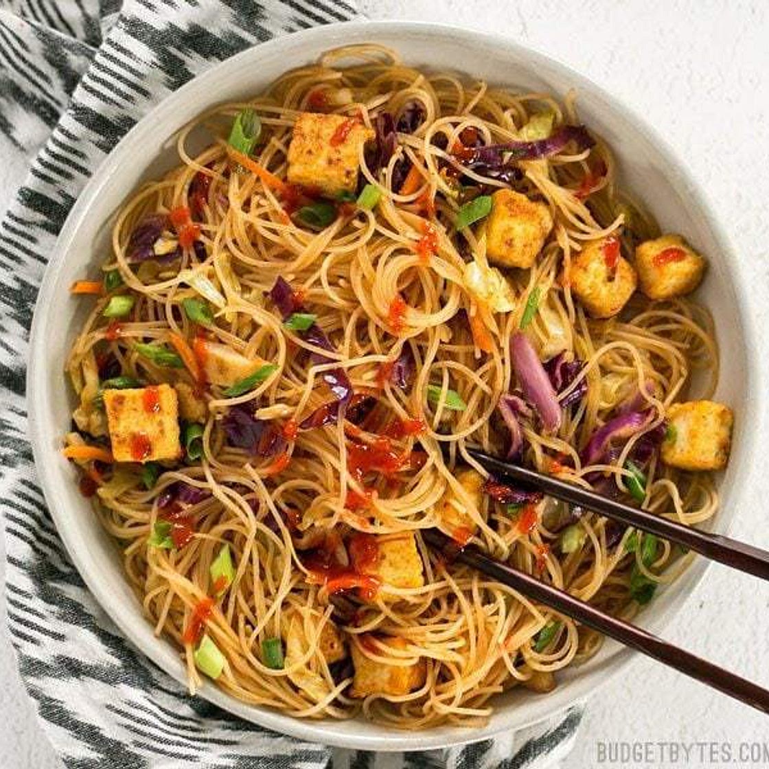 Singapore Noodles with Crispy Tofu