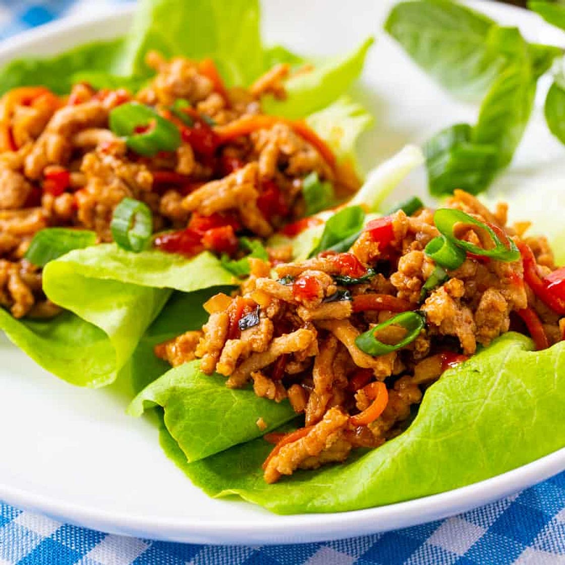 Spicy Thai Basil Chicken Lettuce Wraps