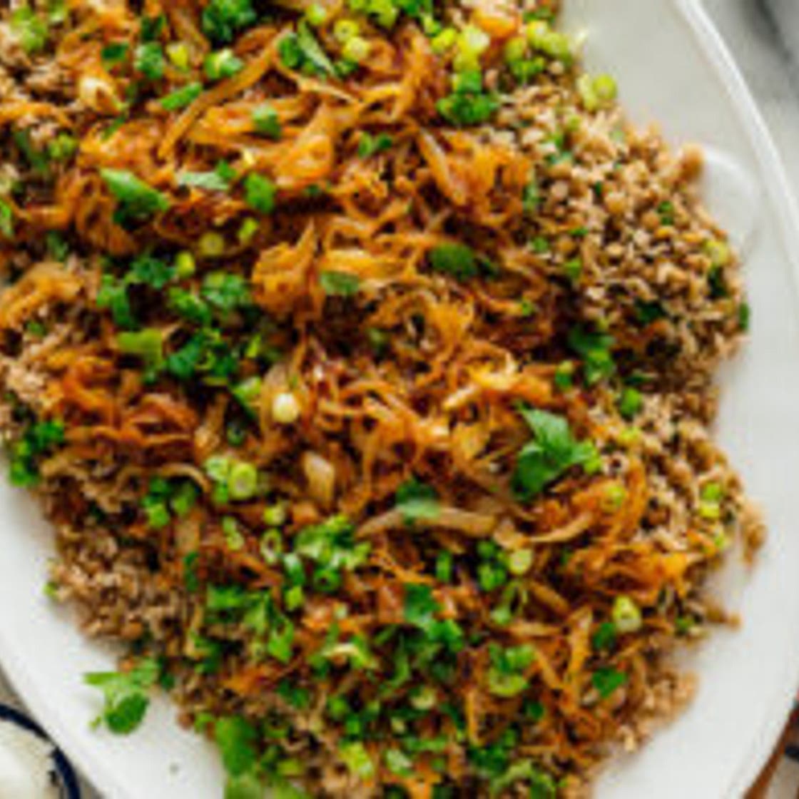 Mujadara (Lentils and Rice with Caramelized Onions)