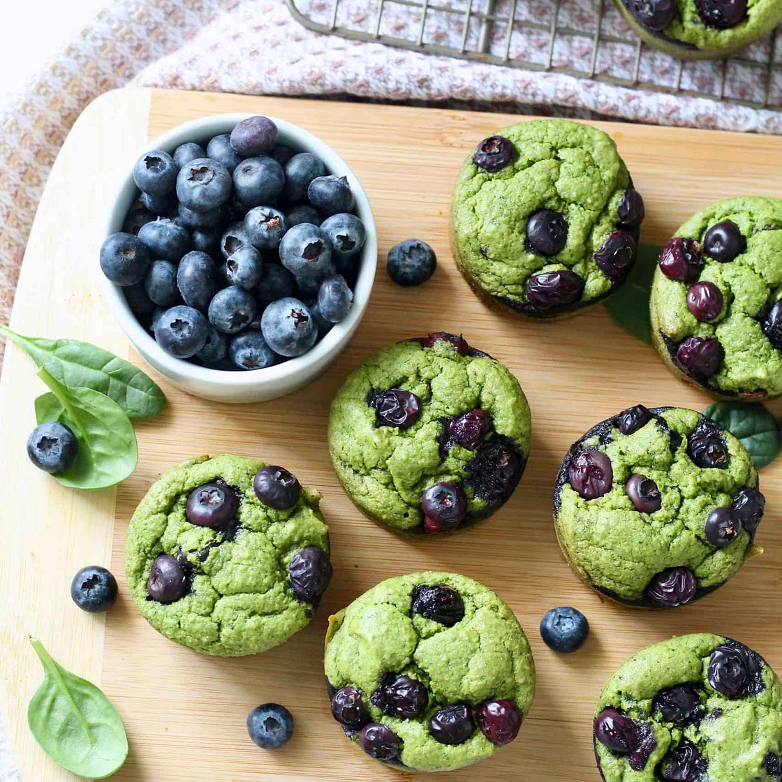 Easy Spinach Blender Muffins with Blueberries