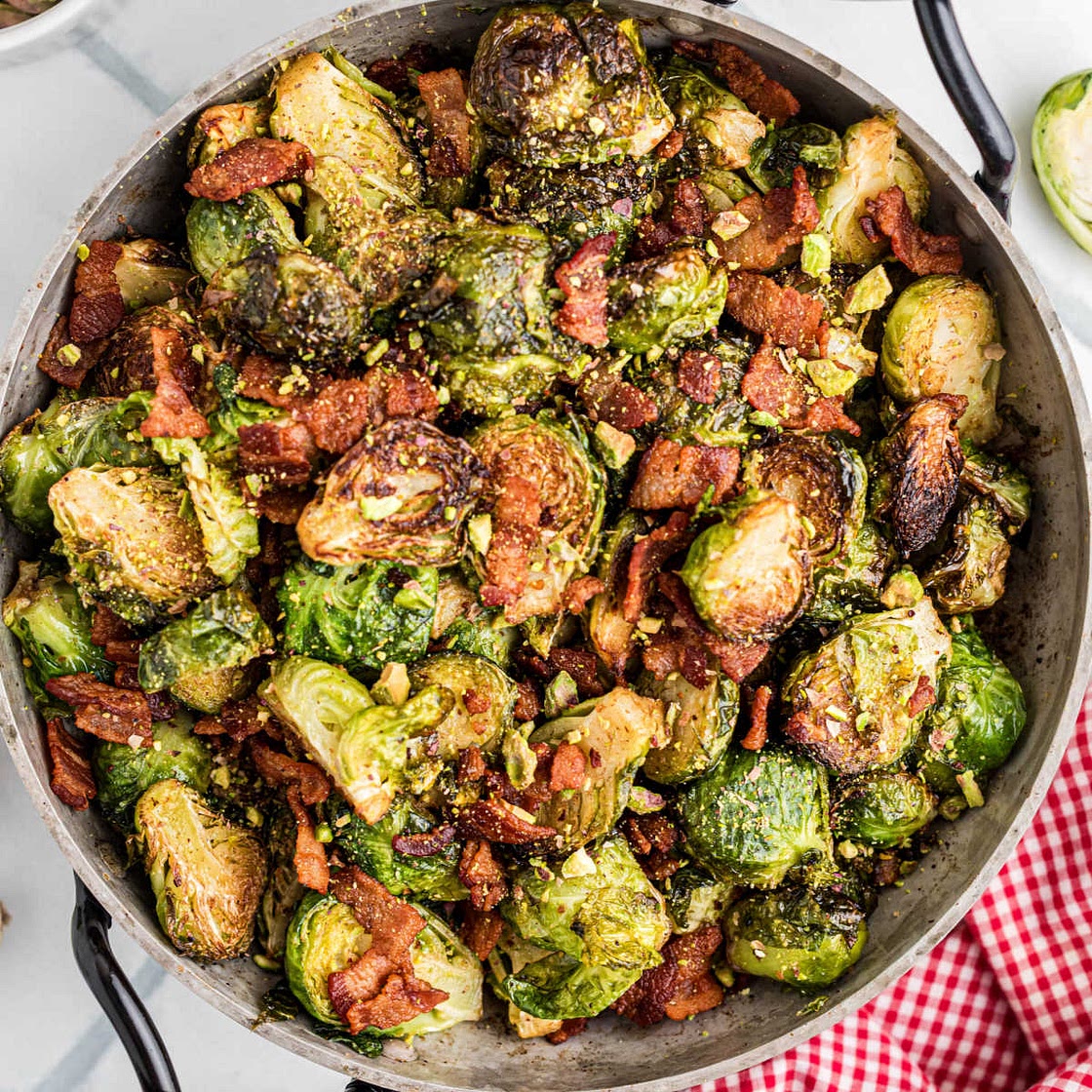 Maple Bacon Brussel Sprouts with Pistachios