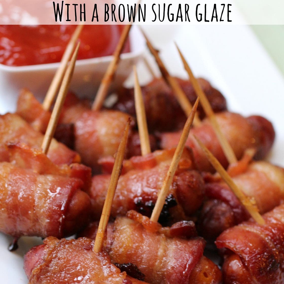 Bacon Wrapped Smokies with Brown Sugar Glaze