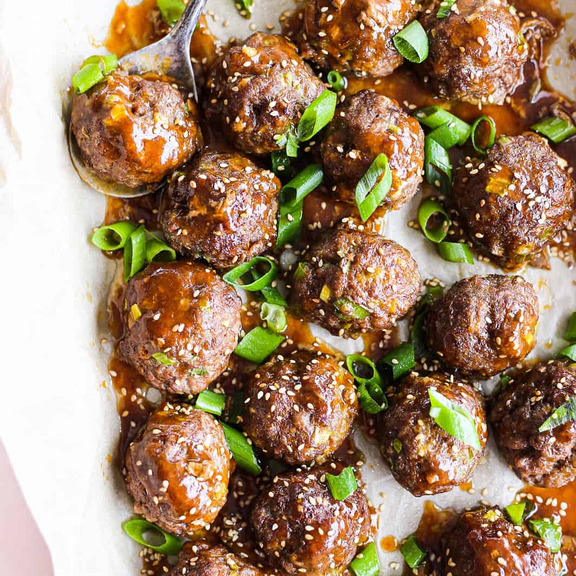 Baked Mongolian Beef Meatballs