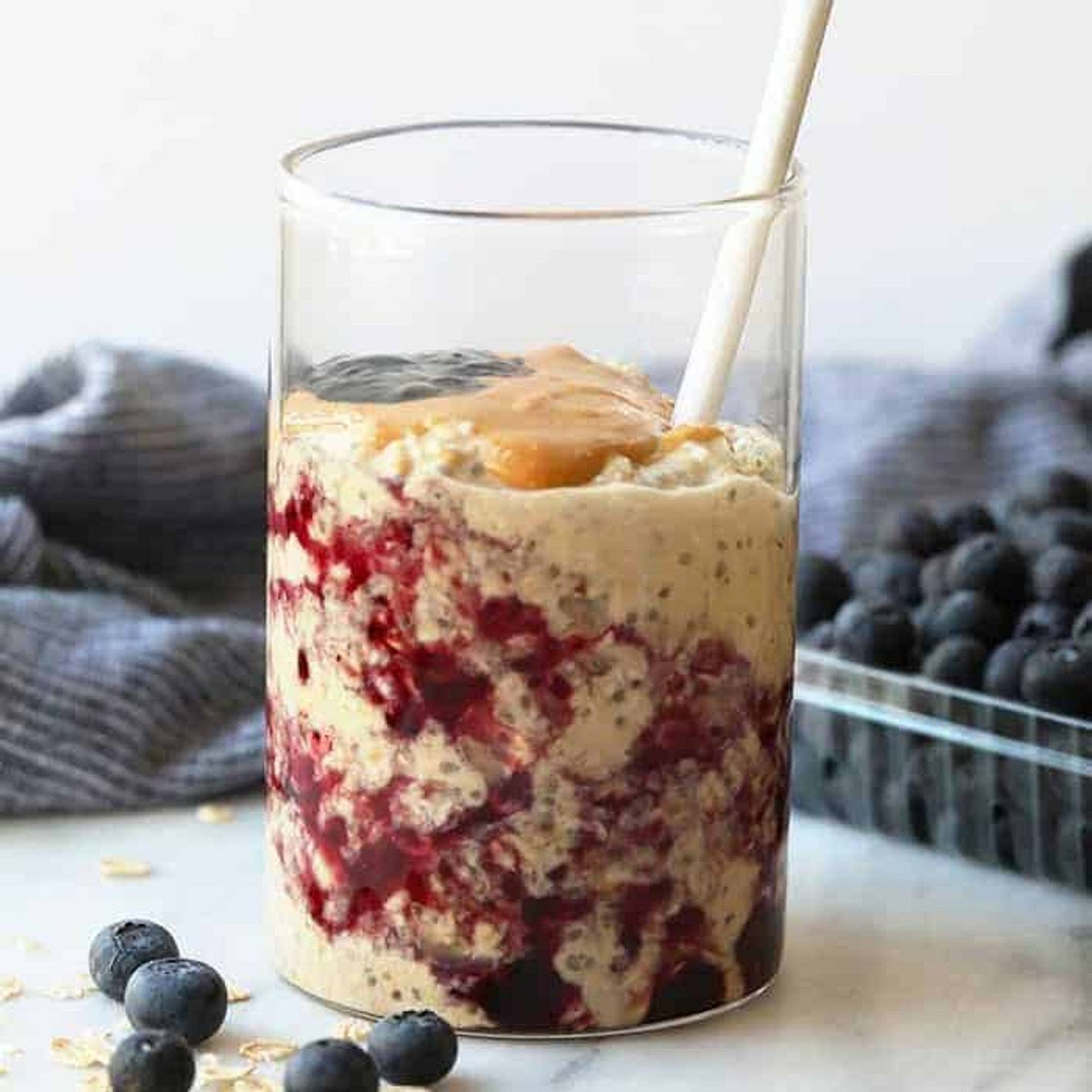 PB and J Overnight Oats